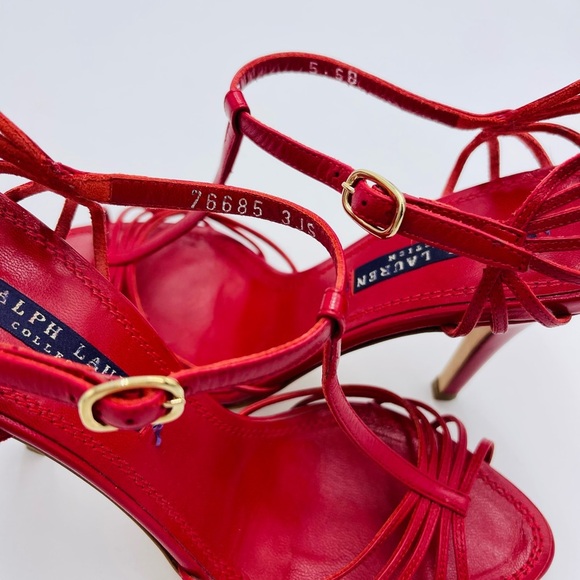 Ralph Lauren Purple Label Multi T-strap Heels Red 5.5 - Picture 7 of 10